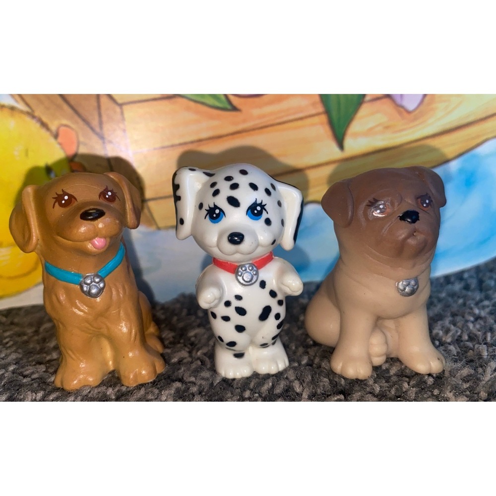 Vintage Kenner Littlest Pet Shop Dogs Lot of 3 Dalmatian Retriever Pug LPS 🐶